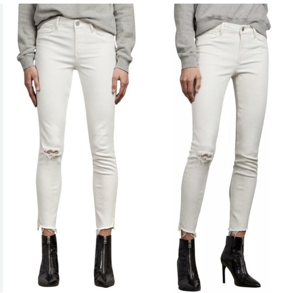 AllSaints Size 29 Grace Women's White Distressed Jeans. Preloved - Picture 12 of 12
